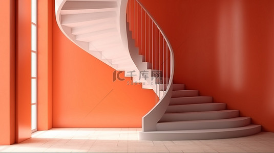 楼梯设计的室内抽象 3D 渲染