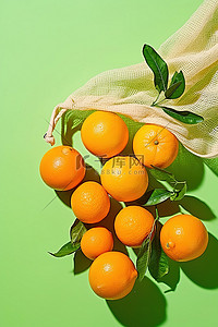 陈皮普洱背景图片_绿色背景袋中的新鲜柑橘 500px pxpnrsprf3890659009