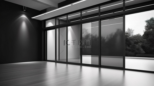 办公室黑色背景图片_时尚的黑色推拉门是任何商店或家庭的现代补充