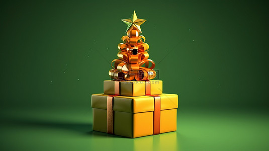 圣诞树礼物盒背景图片_圣诞树和礼物盒的 3D 插图