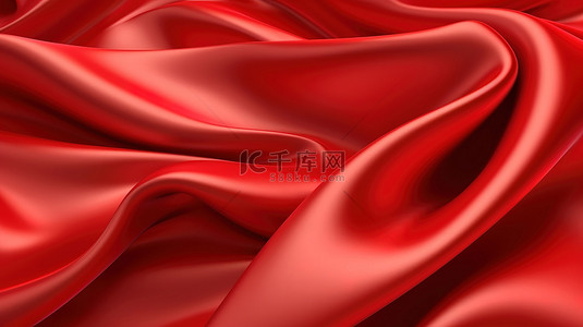 飘扬头发背景图片_优雅的纺织品 3D 渲染的红色缎布在风中飘扬