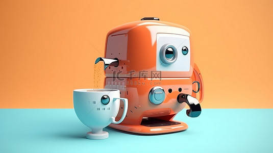 字师背景图片_机器人锡玩具以自动化概念提供一杯完美的咖啡
