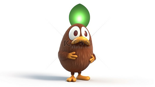信号发射背景图片_鸡蛋吉祥物的 3D 渲染，具有棕色色调和白色交通绿灯