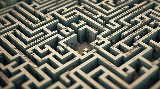 从上面看迷宫的 3D 渲染