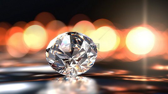 首饰设计展板背景图片_令人惊叹的钻石特写，带有闪闪发光的白色散景背景，非常适合选择您理想的宝石设计3D 渲染