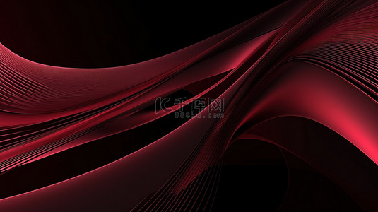 曲线背景红色背景图片_3d 渲染中的深红色曲线背景