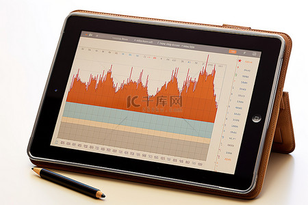 科技金融科技背景图片_带有市场图表的 iPad