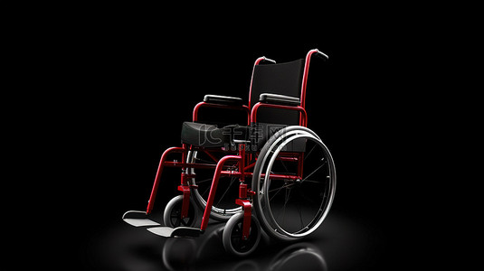 助理背景图片_3D 设计中深色背景下的空轮椅