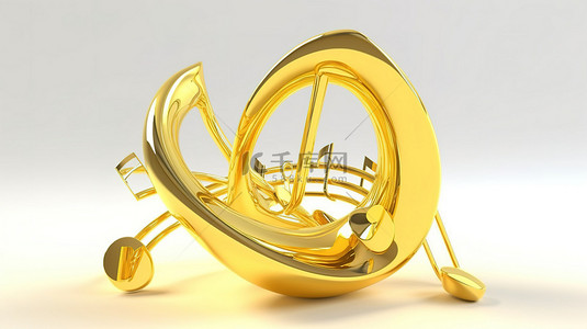 音符旋律背景图片_网页黄色音符的独立 3D 渲染