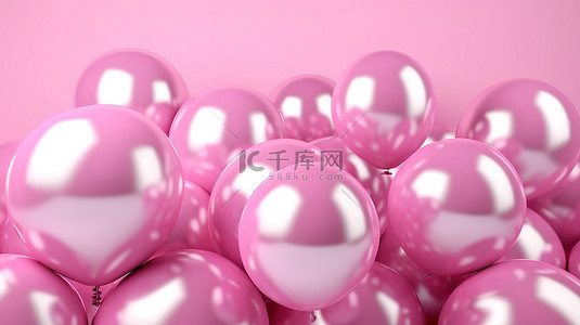 漂浮背景图片_粉红色节日气球的 3d 渲染