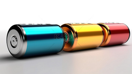 电子设备样机背景图片_白色背景 3d 渲染上的单个 AA 电池