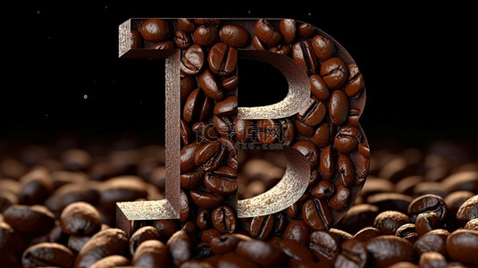 创意b背景图片_b 代表豆子 3d 渲染的咖啡字母表字母