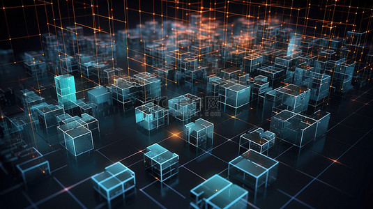 3d空间背景图片_具有大数据连接和 3D 渲染的图形抽象背景复杂数据阵列视觉概念