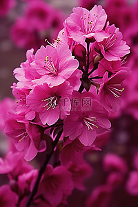 山粉色背景图片_盛开的花朵上的粉红色花朵