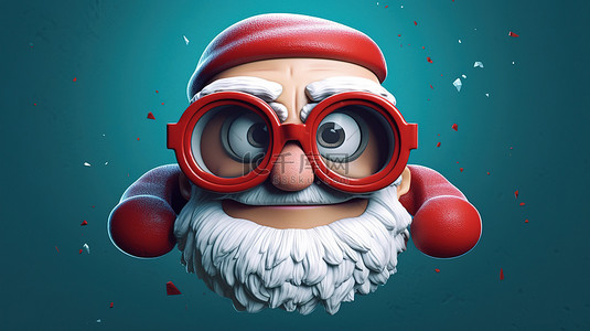 戴着面具的圣诞老人的搞笑 3D 描绘