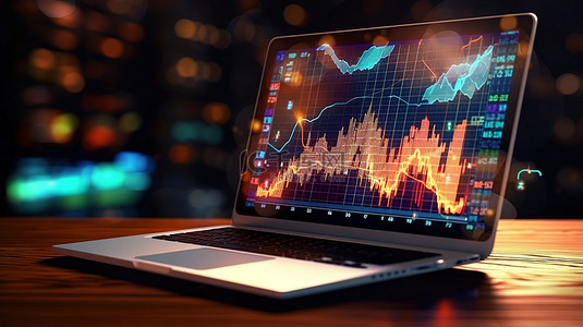 股票股票背景图片_使用计算机买卖股票进行股票市场分析和交易的插图