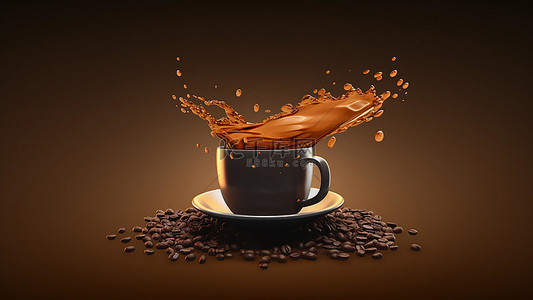 液体咖啡背景图片_咖啡饮品热饮溅出