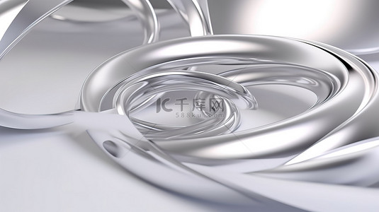 金属菱形纹理背景图片_3D 渲染中具有柔和白色照明的互锁环和圆圈的简约金属组合物