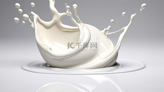 牛奶流体背景图片_3d 渲染的溅牛奶波纹背景