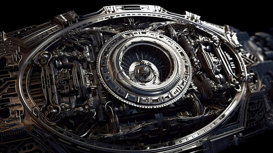 科技感蓝色背景背景图片_3D 技术中说明的金属宇宙飞船电镀图案