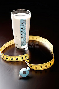 杯子水杯背景图片_杯子旁边的测量和卷尺