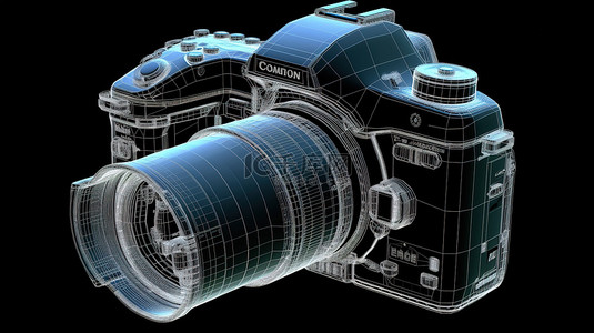 黑体结构中 3D 模型数码相机的线框表示