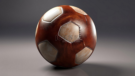 由皮革制成的足球的 3d 渲染