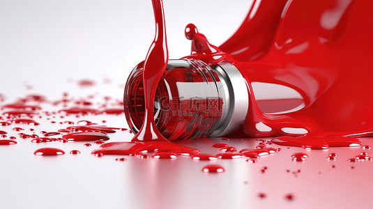 美容化妆美甲背景图片_红色指甲油从瓶子中溢出的 3D 渲染，带有剪切路径
