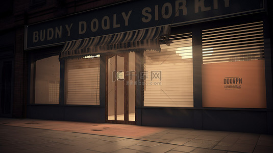 商店招牌背景图片_在 3d 渲染中绘制百叶窗的封闭商店