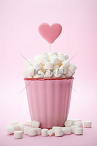 粉色碟子背景图片_粉色花瓶与棉花糖
