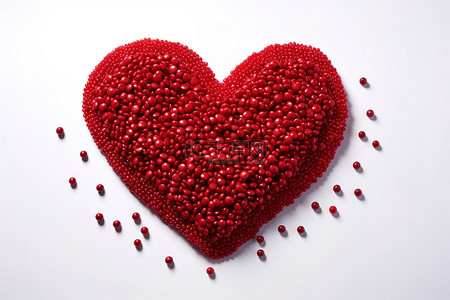 红色心脏由红色石榴制成在白色背景中