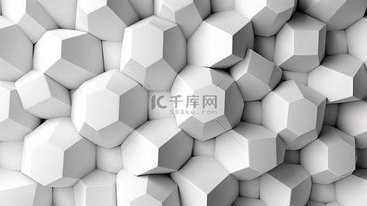 抽象背景上的 3d 纸张风格白色六边形形状