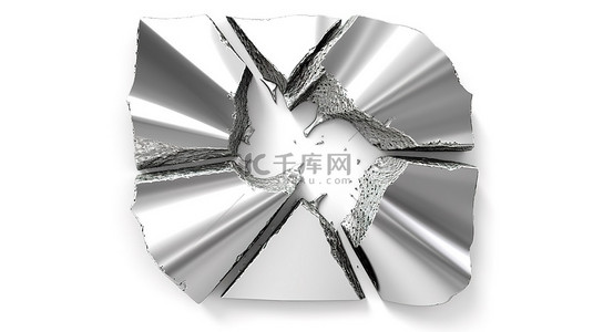 金金属质感背景图片_带反斜杠符号的白色背景和带光泽金属质感的 3d 渲染铝箔标志
