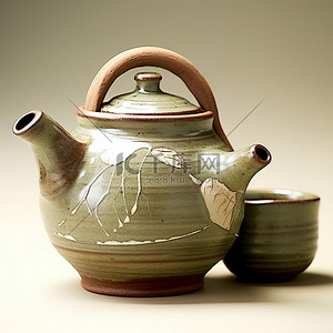 中茶壶背景图片_一组灰色小粘土中的茶壶