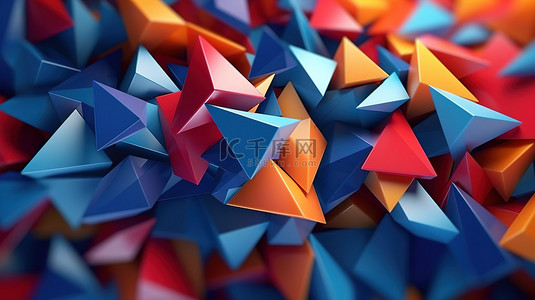 外国志愿者背景图片_3D 渲染中的三角形抽象背景