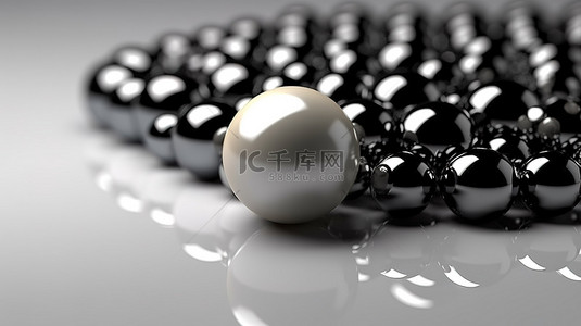 主角光环背景图片_黑珍珠中白珍珠的对比优雅 3D 渲染