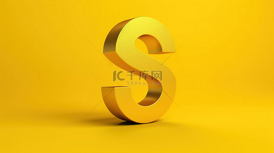 金币黄色背景图片_黄色背景上闪闪发光的英镑符号的 3D 渲染，非常适合货币兑换和汇款概念