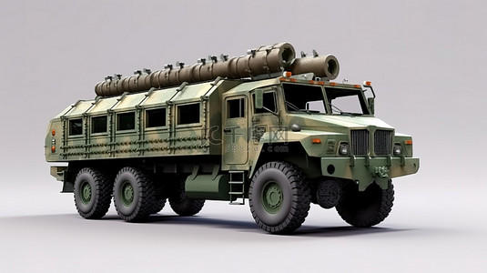 专为运输步兵人员而设计的军车的 3D 插图