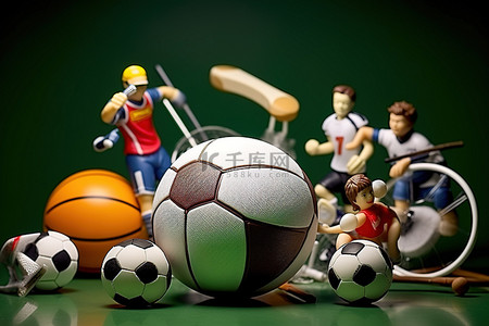 球赛足球背景图片_一组球类运动，包括网球足球足球篮球和板球