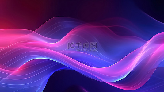 紫色运动背景背景图片_抽象粉色和蓝色背景上的动态霓虹灯线，3D 渲染中充满活力的紫外线光谱