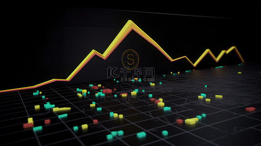 圣卢西亚的区块链在上升图表上显示了前 10 大加密货币的 3D 渲染图