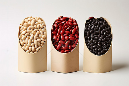 仁背景图片_将四种不同的红豆放在白色表面上
