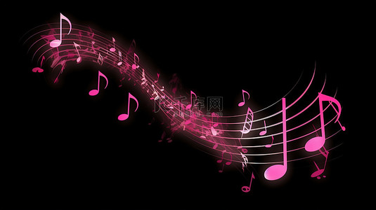 音符旋律背景图片_3D 渲染中孤立的粉红色音符