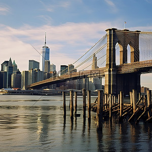 纽约市布鲁克林大桥的景色