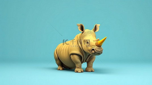 独立图像中异想天开的犀牛 3D 渲染