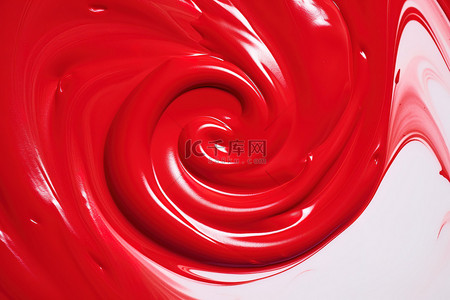 红色液体在白色薄片周围旋转