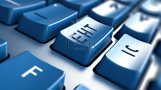 光盘行动横版背景图片_带蓝色道德钥匙的白色 PC 键盘的 3D 渲染特写