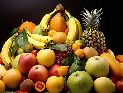 食物香蕉背景图片_水果都堆在一起
