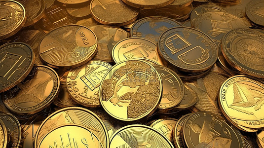 古董金币上蚀刻的各种货币符号非常适合金融经济学银行和加密主题