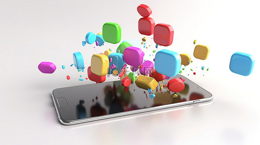 3D 智能手机为通信和社交媒体爱好者提供令人惊叹的白色背景插图